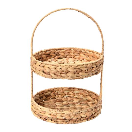 Household Essentials 15" Water Hyacinth 2-Tier Tray